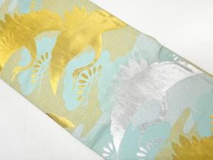 アンティーク　群鶴に笠松模様織り出し丸帯（材料）